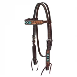 Weaver Leather Turquoise Cross Beaded Horse Browband Headstall
