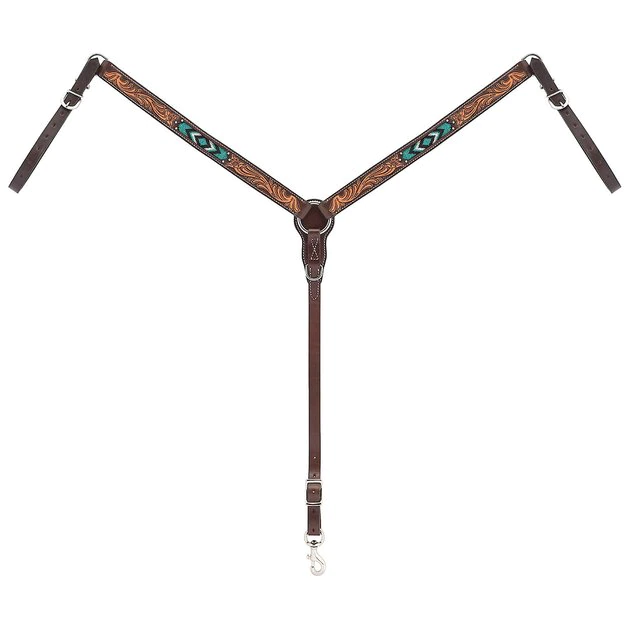 Weaver Leather Turquoise Cross Beaded Straight Horse Breast Collar 3 Weaver Leather Turquoise Cross Beaded Straight Horse Breast Collar